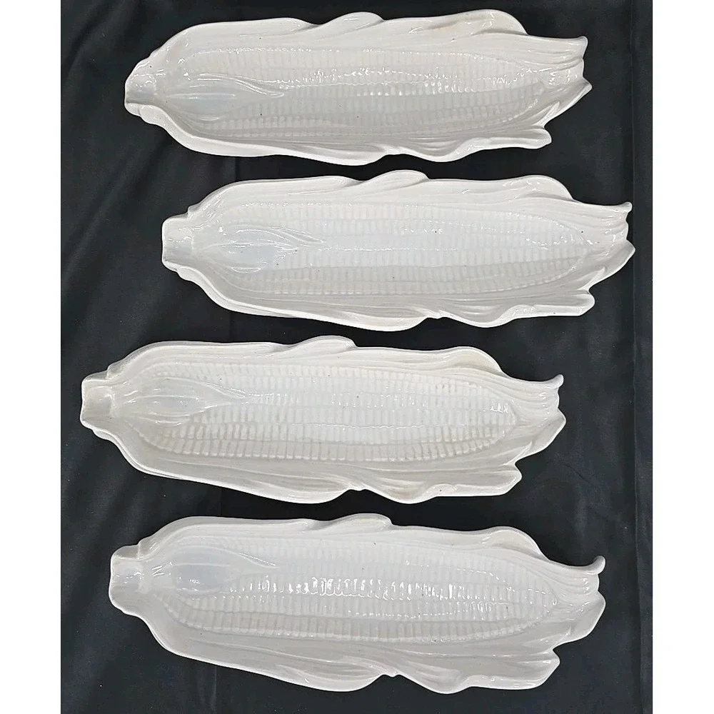 VINTAGE Corn on the Cob Porcelain Serving Bowl set‎ of 4 MADE IN USA!